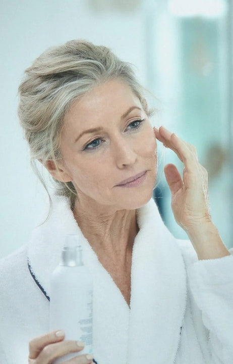 Woman using skincare